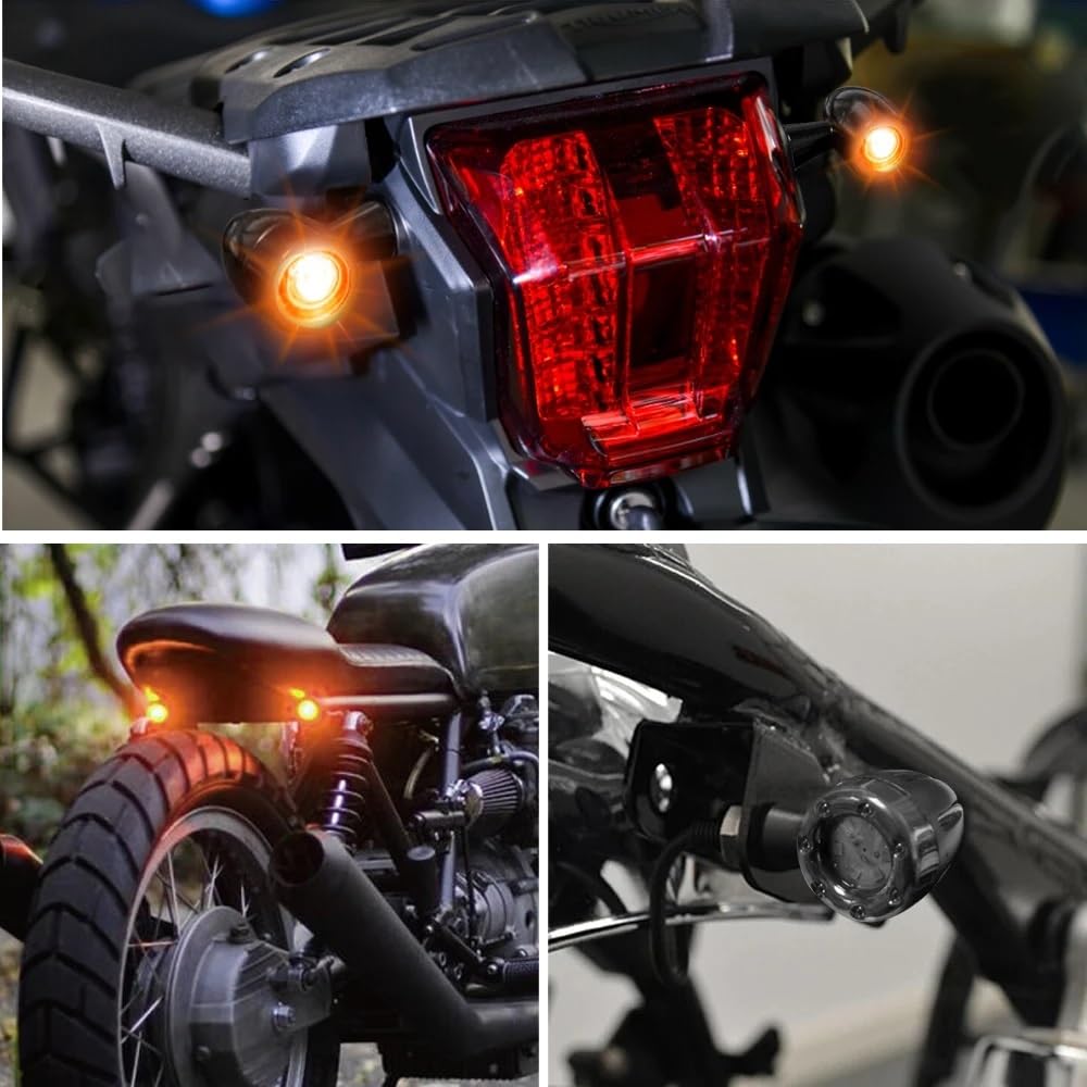 Intermitentes Motocicleta 4 Uds motocicleta bicicleta LED ámbar + rojo señal de giro luz freno intermitente bombillas indicadoras 12V 13 7,5 * 6 * 3,5 cm