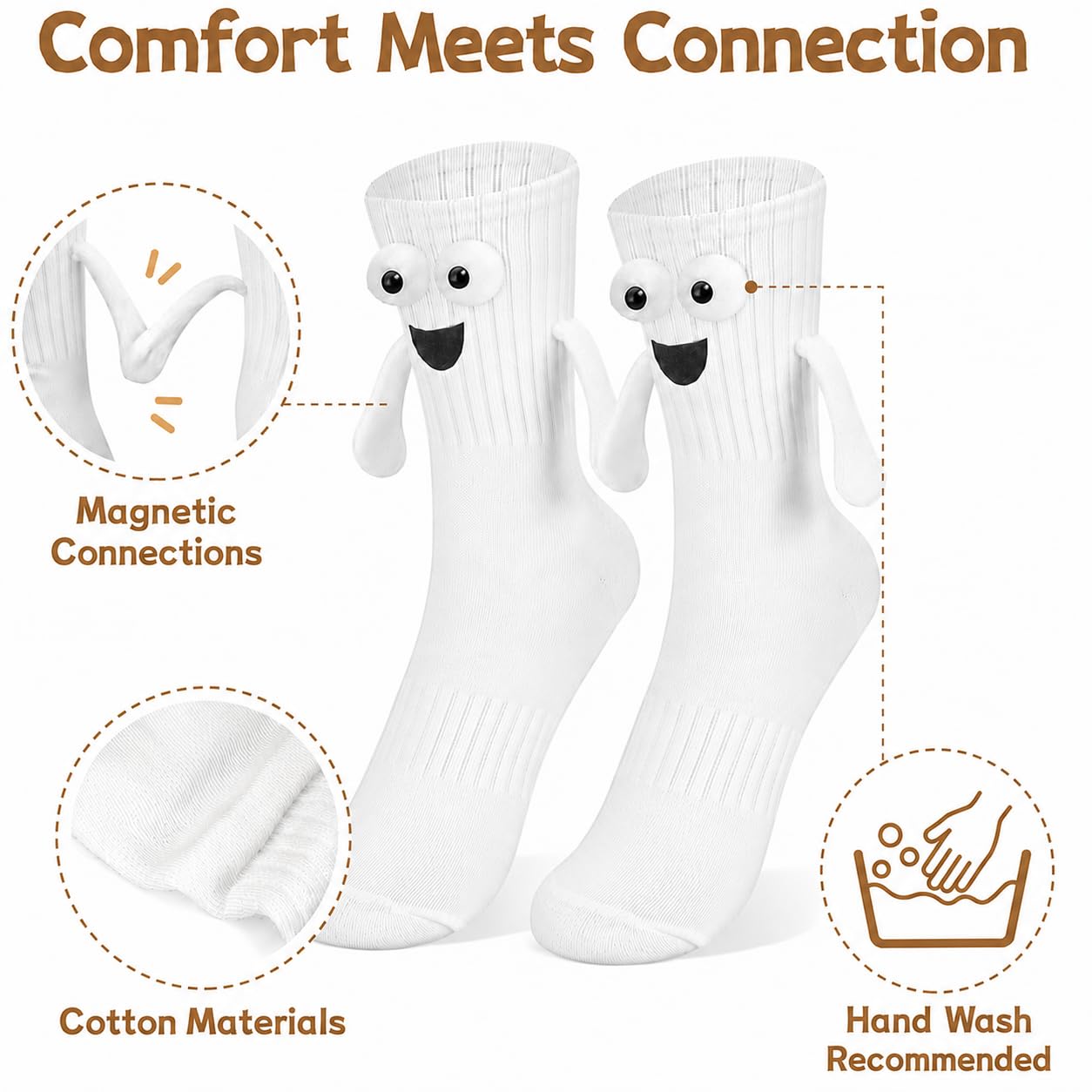 2 pares de calcetines magnéticos que se sostienen de la mano, regalos divertidos para mujeres, hombres, adolescentes, parejas, rellenos de calcetines de Navidad, regalos de broma