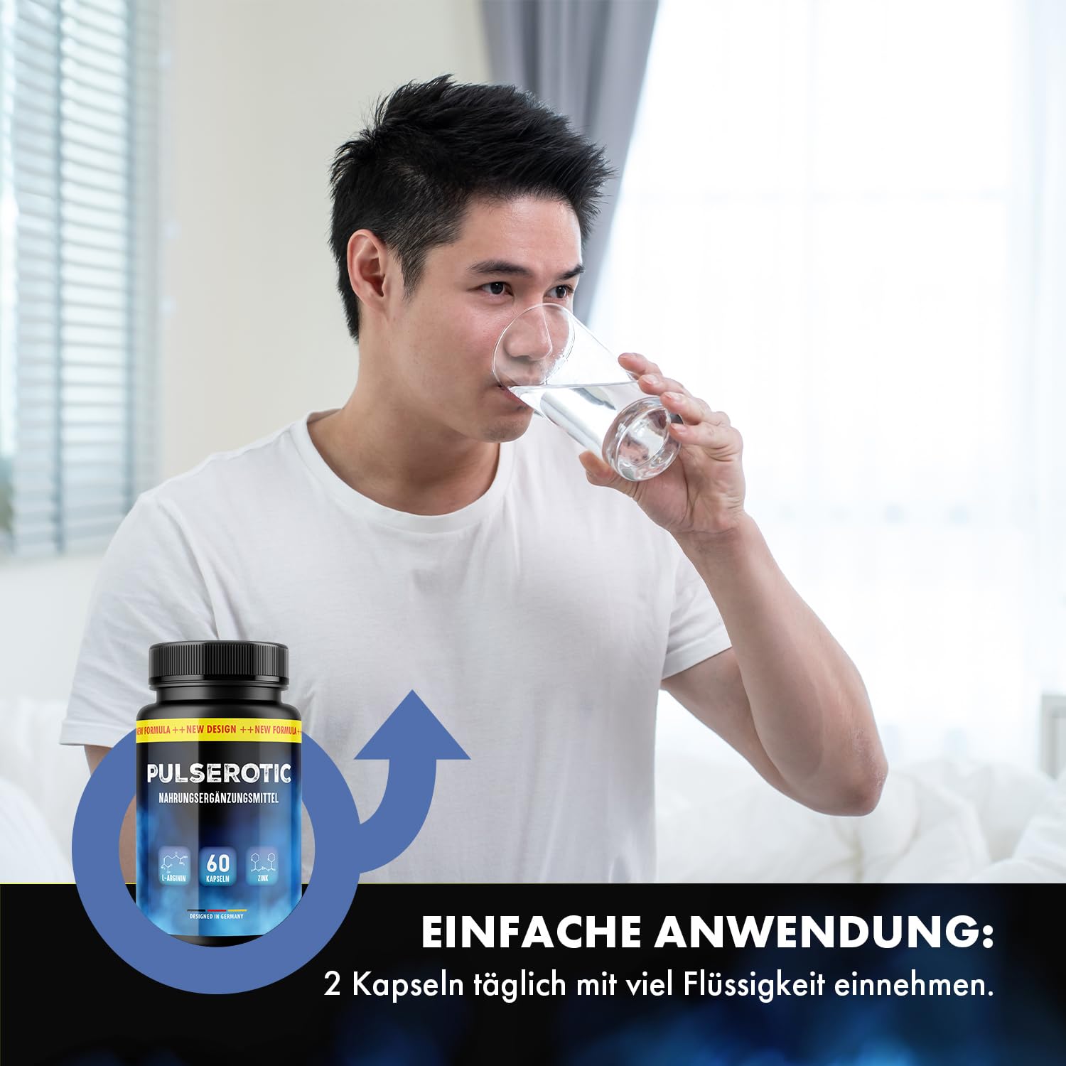 Puls Erotic Kapseln | Schonende Anwendung | Für den aktiven Mann | MaxiPack mit 60 Kapseln pro Dose