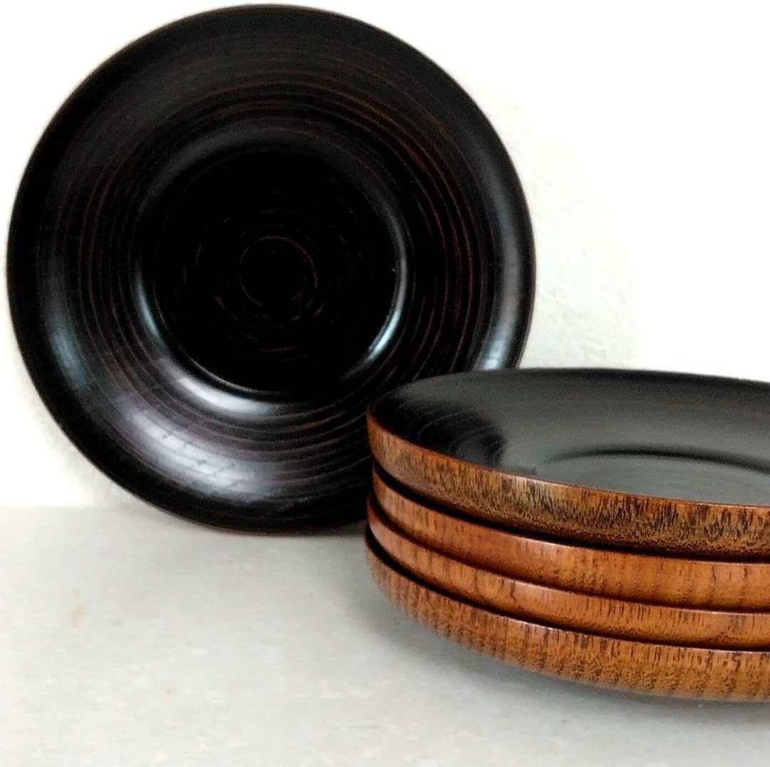 木製 漆器 片面塗り 茶托 5客揃