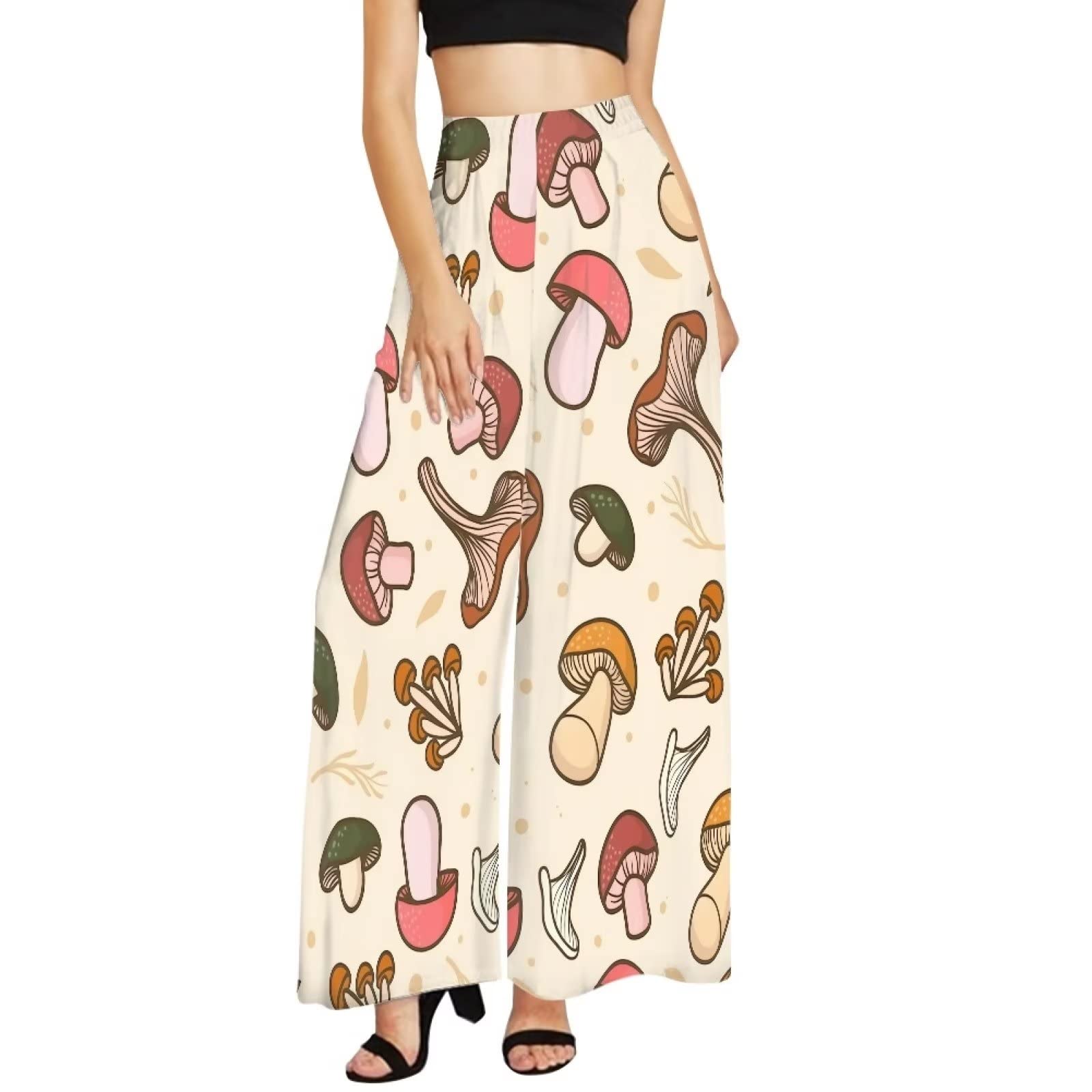 Pantalon large confortable taille XS à imprimé champignon original - 4