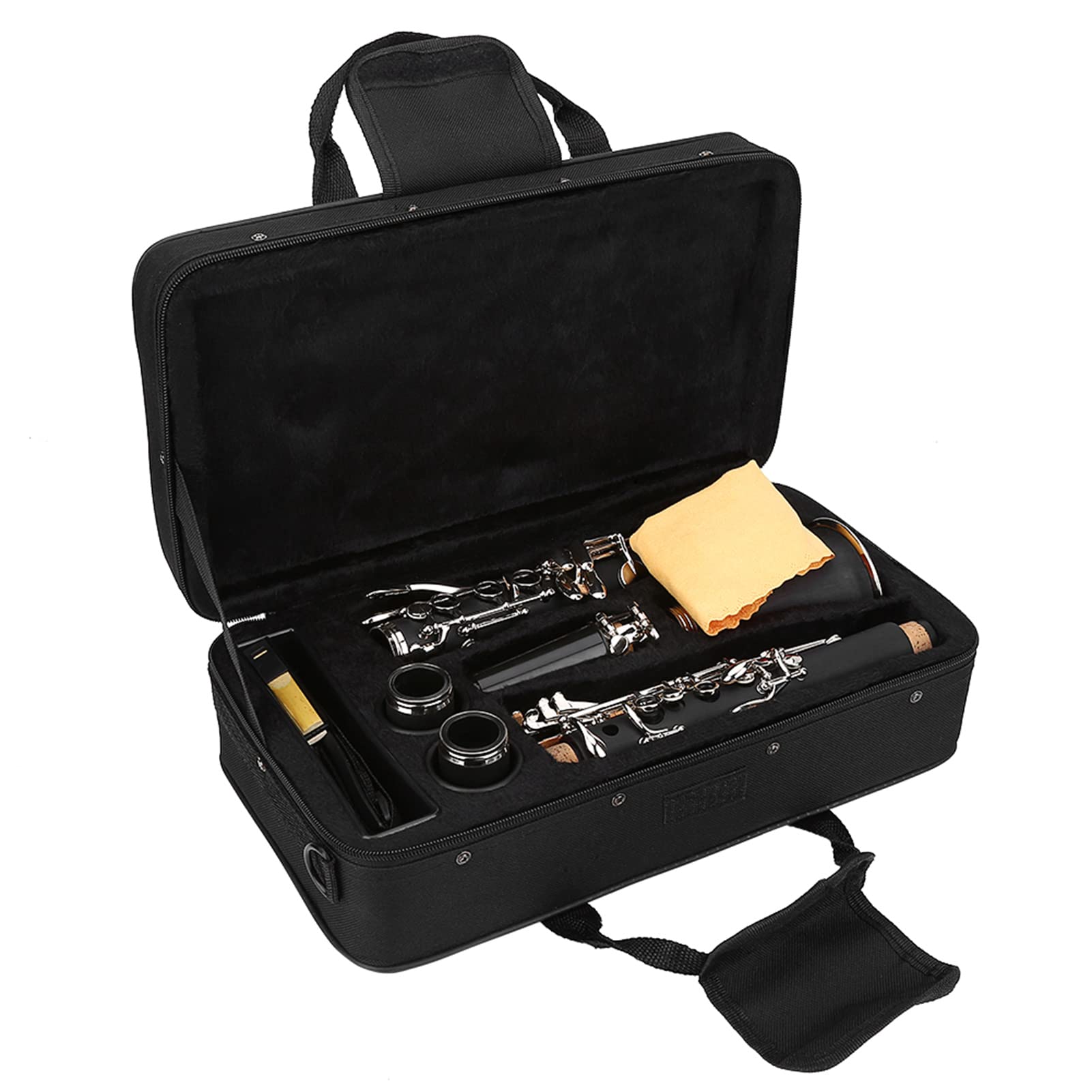 Clarinette Complète, 17 Touches Descendantes, tonalité B, avec étui, Chiffon de Nettoyage pour Clarinette en Bakélite, Instrument Idéal pour étudiant