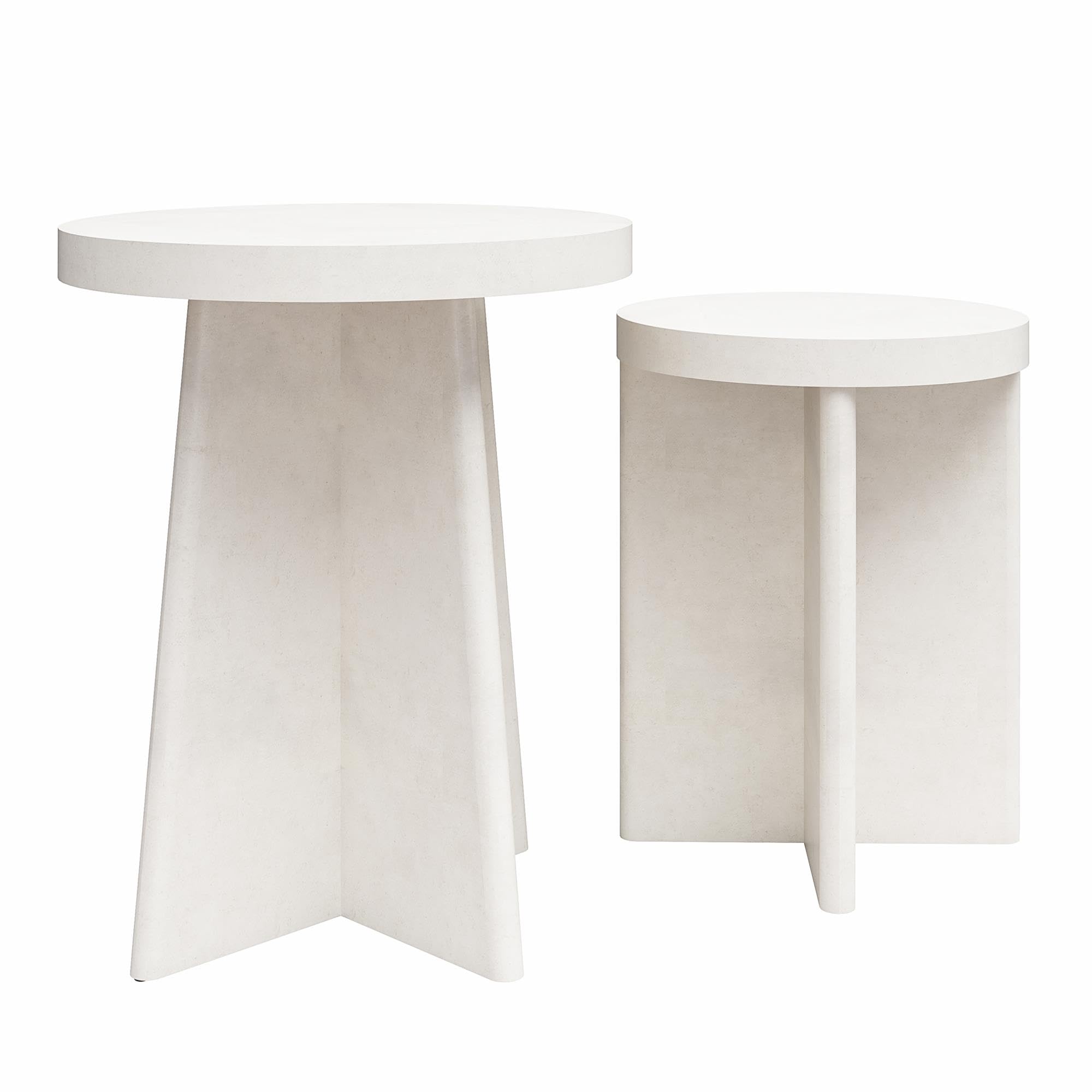 Dorel Home Liam Round End Tables 2pk Plaster, 50x50x62cm (DxWxH)