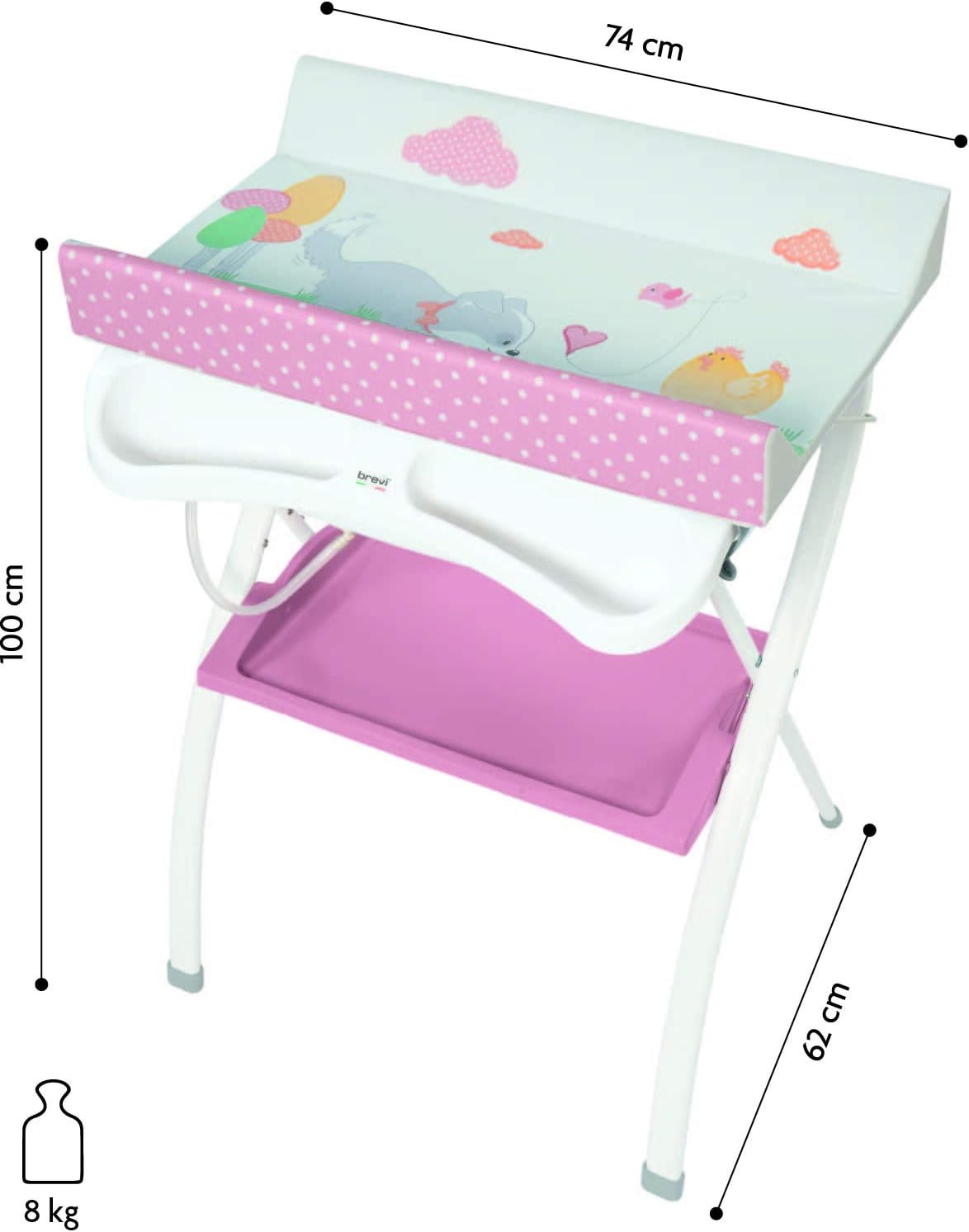 Brevi Lindo Folding Changing Dresser, White Rabbit