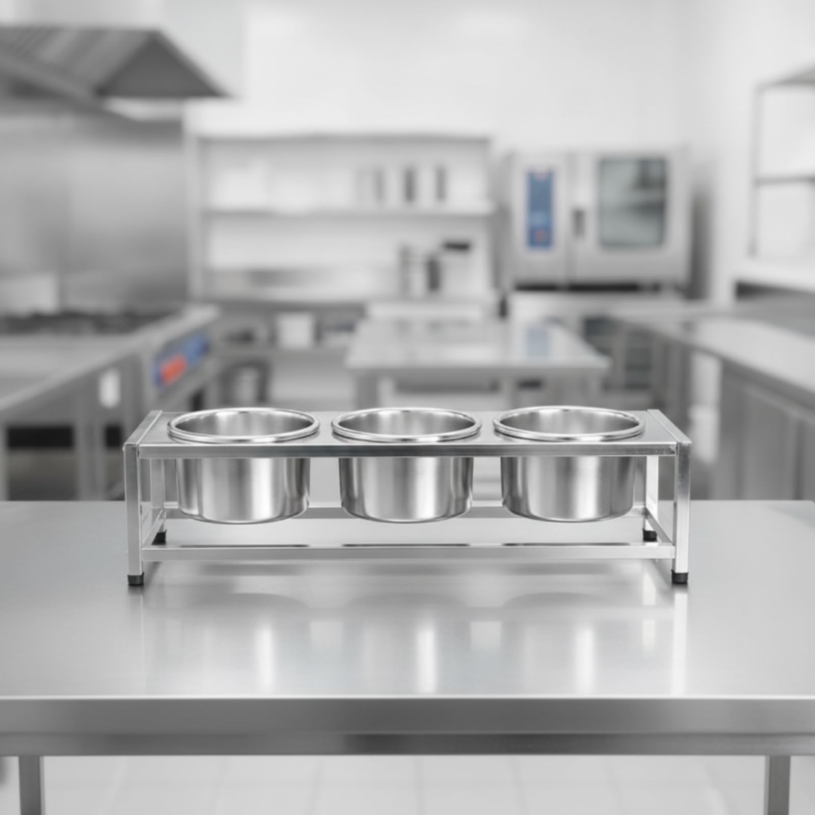 Condimenti in Acciaio Inox Professionale Contenitore a Scomparti Resistente Organizzatore per Ristoratori, Chef, Con Coperchio