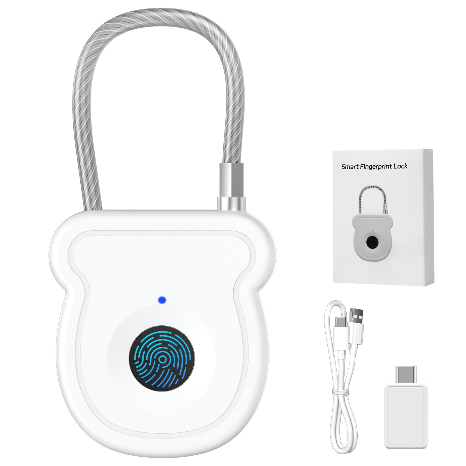 Larimuer Smart Fingerprint Padlock for Luggage - 20 User Capacity, USB Key & Emergency Code, Keyless Biometric Lock for Gym Locker, Suitcase, Backpack