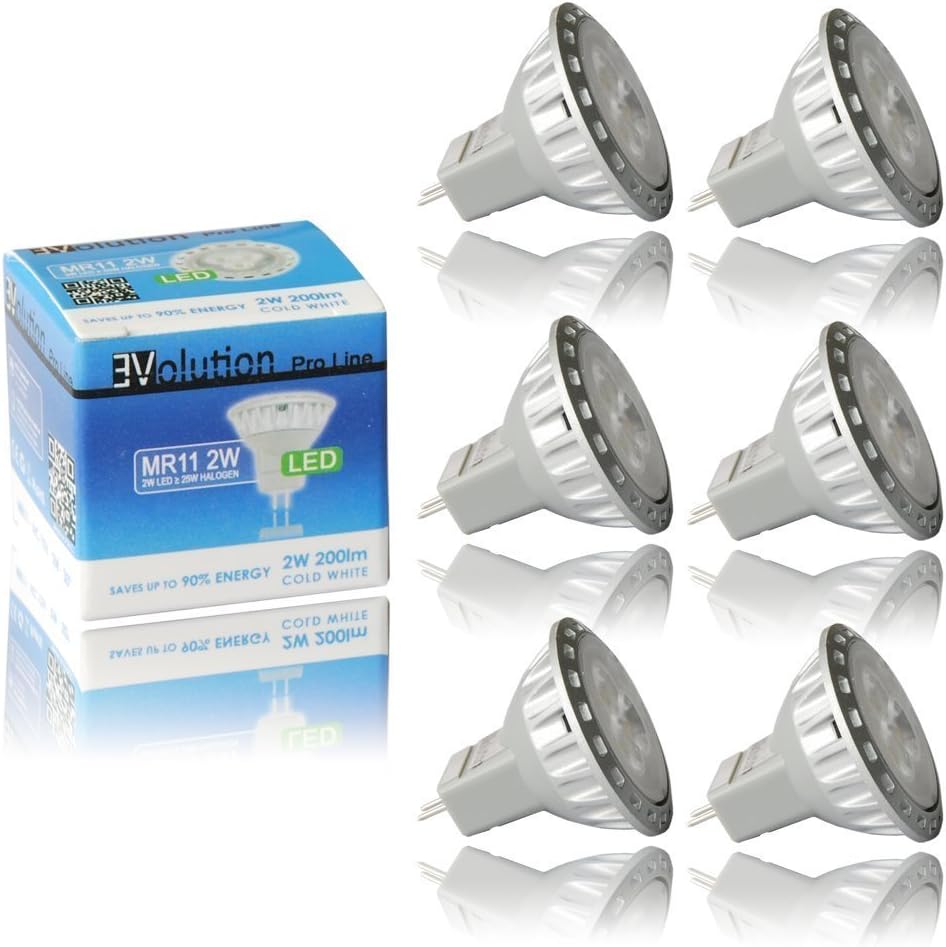 6 x MR11 with SMD LED Spotlight MR11 GU4 / 12V 2W Blanc froid GU 4 Petite Mini Spot Ampoule 5800?6800 K