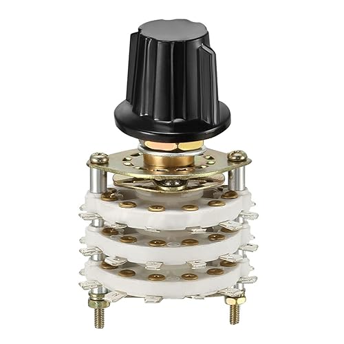 Rebower Interruptor giratorio selector de banda (pomo), 6P5T 6 polos 5 tiros, 3 cubiertas para radio, TV, unidad de control de máquina industrial 1