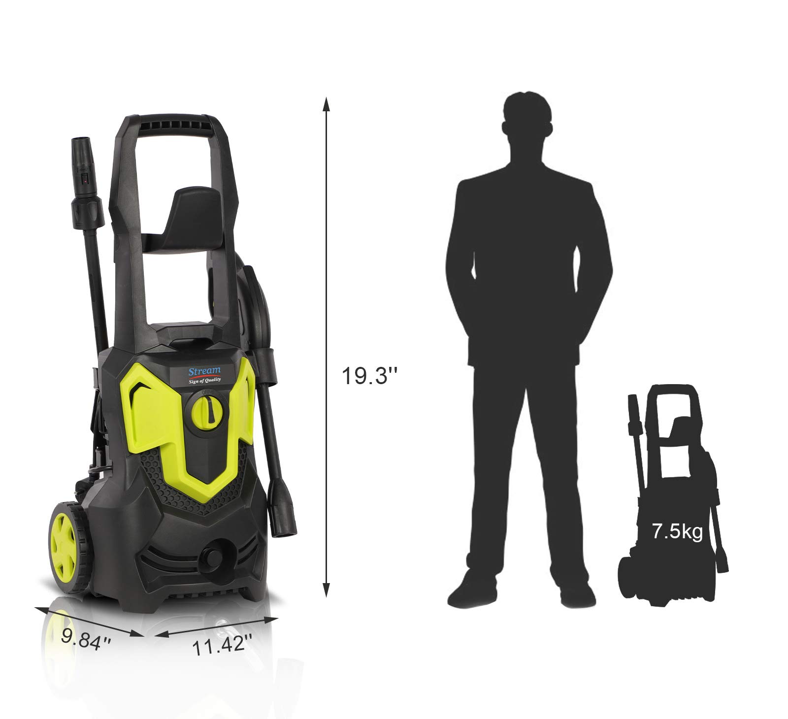1500W Electric Pressure Washer, Max 120Bar 420L/H Powerful Jet Washer
