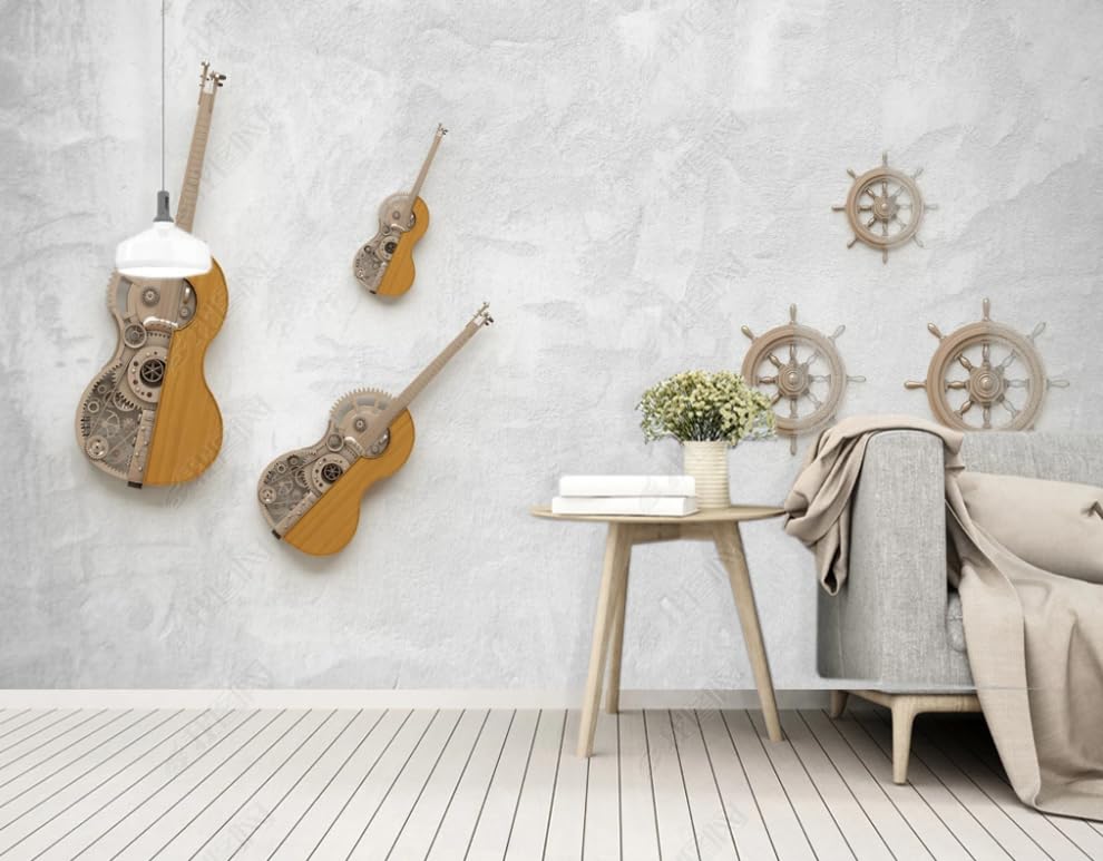 Papier peint intissé guitare de 200x140 cm pour salon et chambre
