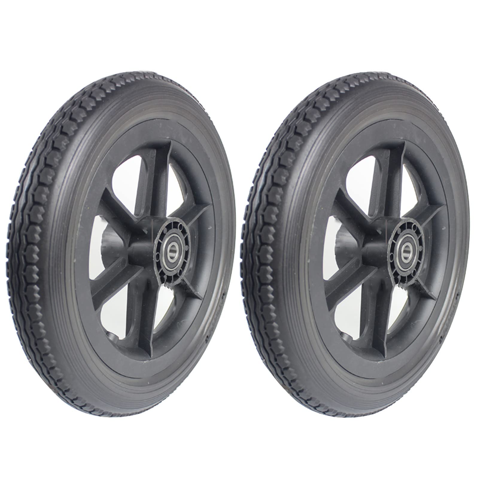 1 para pełnych kół zamiennych do wózka inwalidzkiego, 12 ½X 2 ¼ PU, tylne koła wózka inwalidzkiego bez pompki, 12-calowe (30 cm) przednie koło z łożyskiem 12 mm/czarne