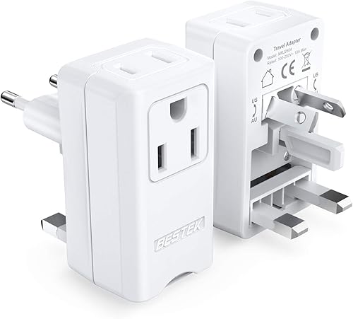 BESTEK Adaptador de enchufe de viaje en todo el mundo, adaptador de enchufe de entrada dual de 100-250 V, adaptador universal de viaje todo en uno,