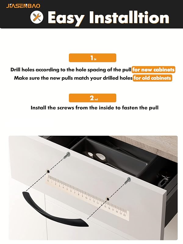 JIASENBAO Black Cabinet Pulls 6.3 Inch Arch Twisted Matte Black Handles Drawer Kitchen Cupboard Bathroom Dresser Cabinet Hardware Zinc Alloy 5 Pack by JIASENBAO - Used condition - Image 7