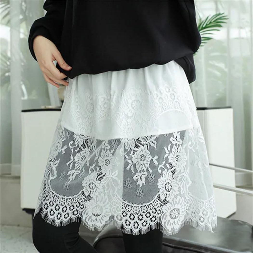 Women Lace Trim Hem Underskirt Fashionable Modest Coverage Bottom Layered Extender Chic