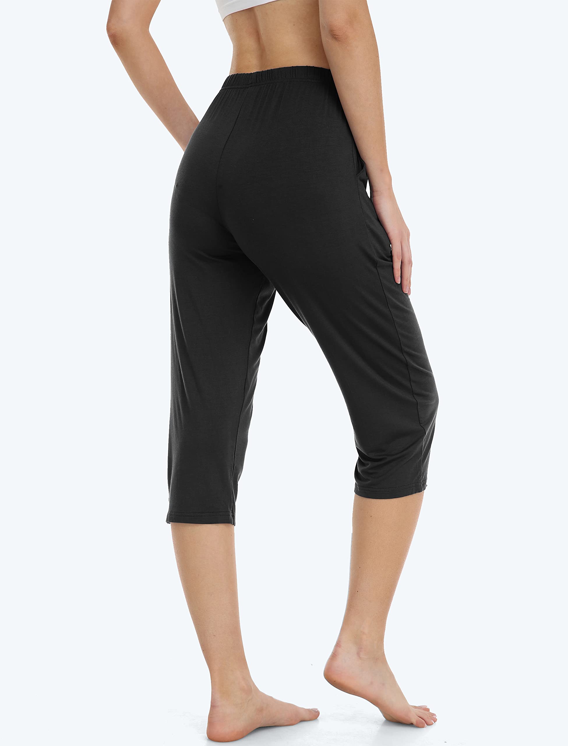 JINSHI Pantalon Pijama Mujer Suave Modal Pijama Pantalones Capri Mujer con Bolsillos para Descansar Ropa De Dormir Yoga Jogger