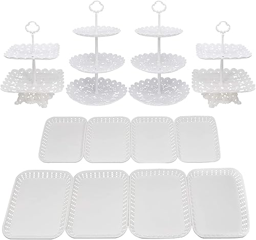 Juego de 12 soportes de plástico para cupcakes, soporte para cupcakes, bandeja para servir platos de frutas para bodas, fiestas de cumpleaños,