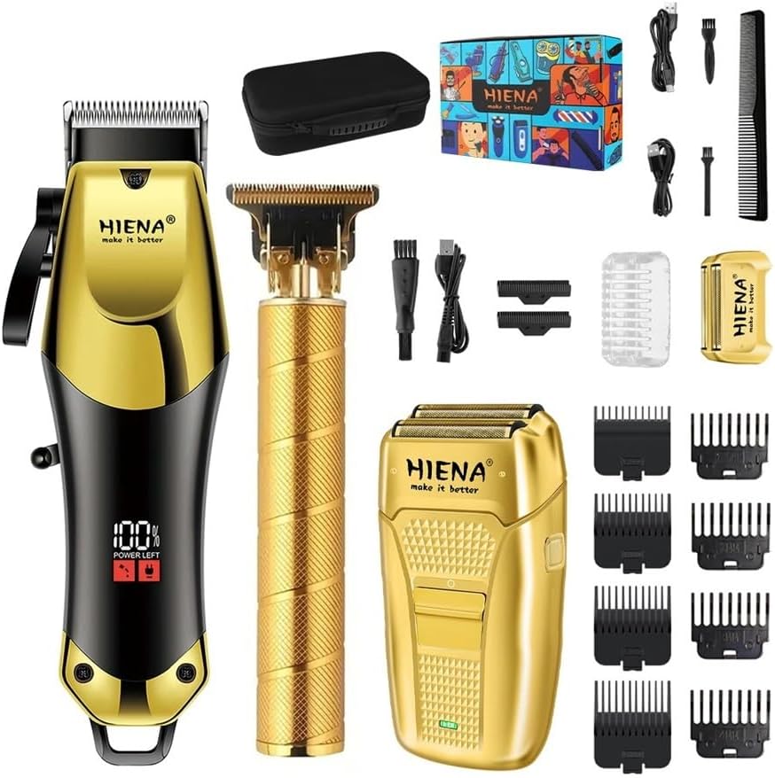 Razors HIENA Professional Electric Hair Clipper and Razor 3piece Set, USB Rechargeable Hair Clipper, Cordless use Trimmer, Men's Razor