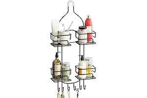 SR SW Widen Split Shower Caddy Shelf Above Bathroom Over The Door Organizer