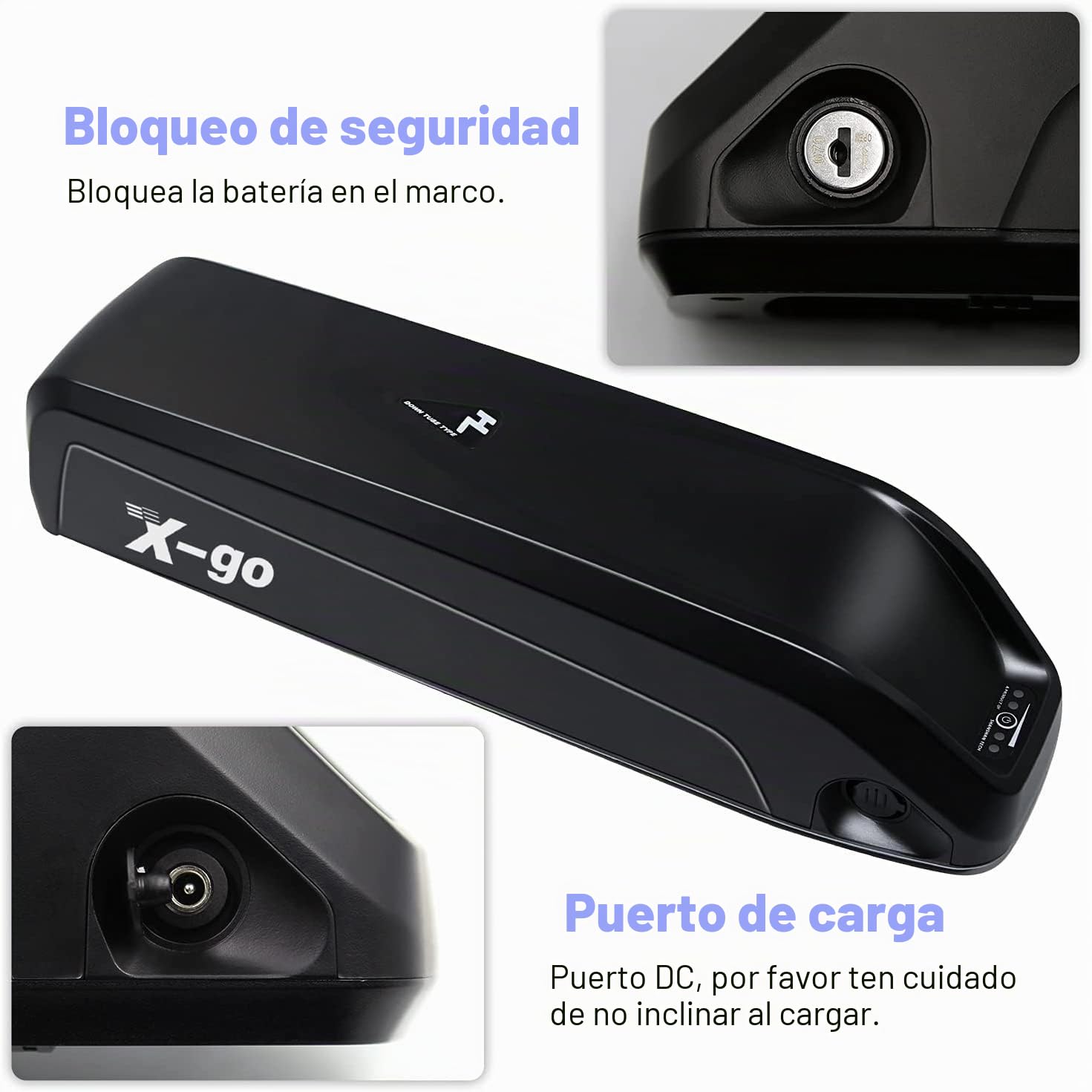 X-go Ebike Batería 48V 10Ah 4Pines Hailong Litio Ebike Batería Encaja para 100W-750W Bicicleta Eléctrica con Cargador (Miliamperios Hora 4500MAh)