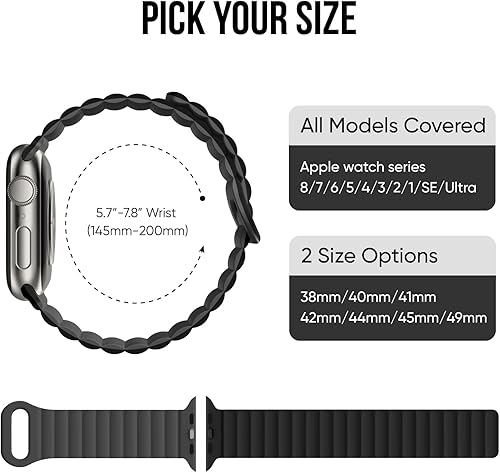 Miniatura 3 de Correas deportivas magnéticas para Apple Watch Ultra Band 1.929 in 1.772 in 1.732 in 1.614 in 1.575 in 1.496 in 1.654 in, correa de repuesto de