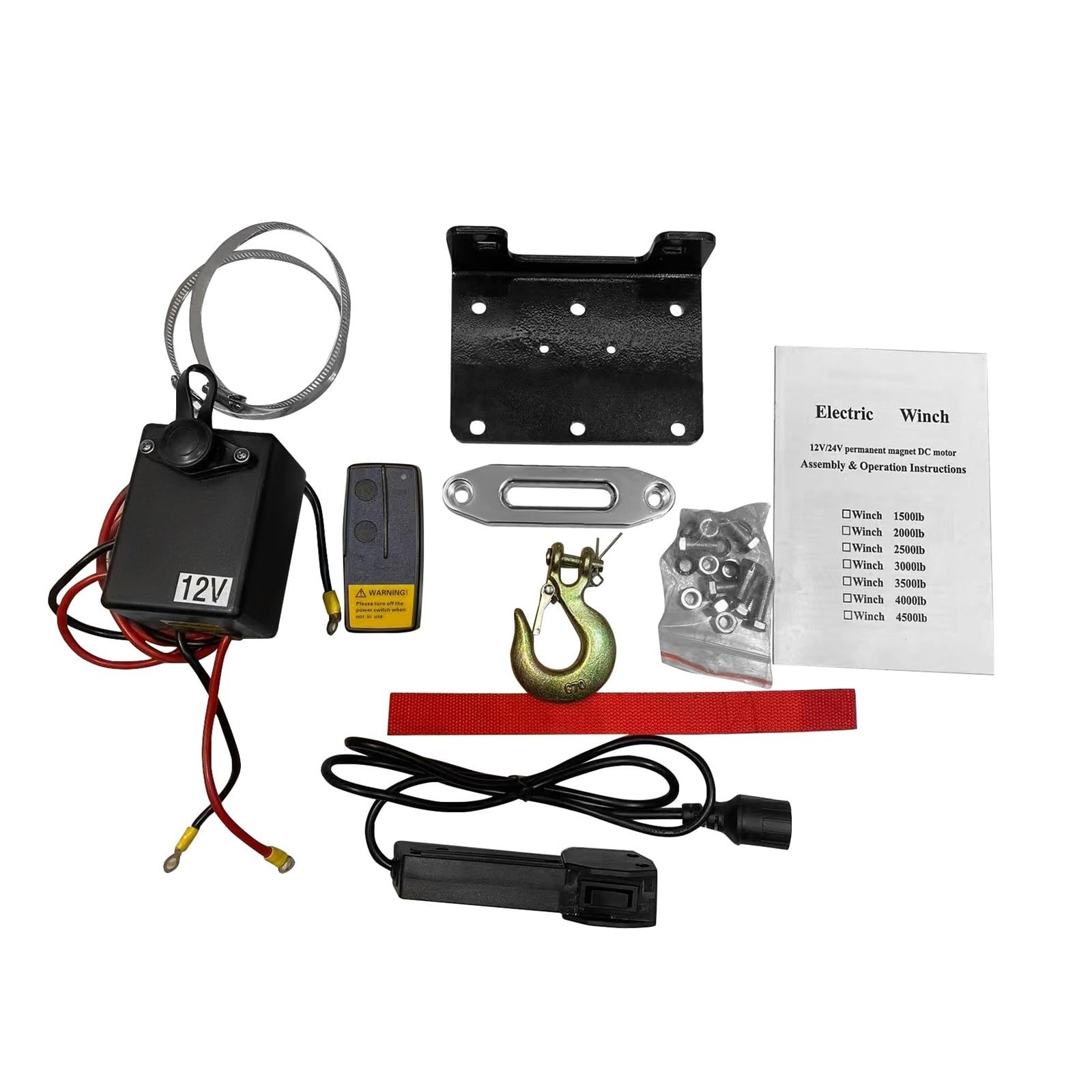 Cabrestante Eléctrico De 3500LBS 12V, Resistente Al Agua IP55 Todoterreno Para Cuerda Sintética Coche/ATV/barco/remolque Cabrestante Elevador Polipasto