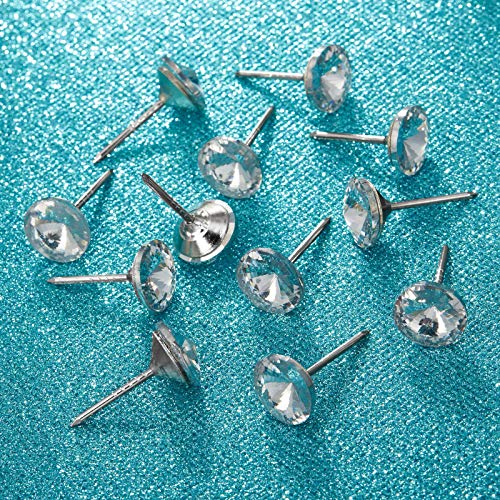 Diamond Crystal Upholstery Nails Tacks Crystal Furniture Tacks Crystal Head Thumb Tacks Decorative Push Pins For Furniture Sofa Headboards Cork Board (30 Pieces,25 Mm) #TOP3