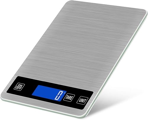 Báscula digital de cocina recargable de 22 libras 22.0 lbs con división de 0.04 onzas0.04 oz, sensor táctil, pantalla LCD retroiluminada, báscula