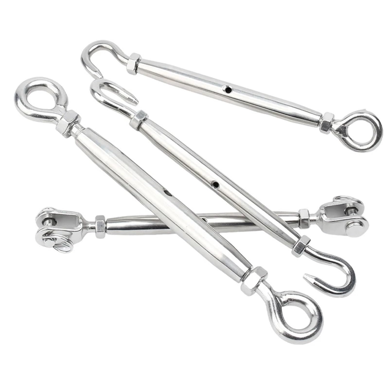 6 uds M5 - M12 304 ganchos de acero inoxidable y ajuste ojo cadena aparejo tensor cuerda alambre dispositivo tensión para Tensar Lonas Toldos(M12,Type 1)