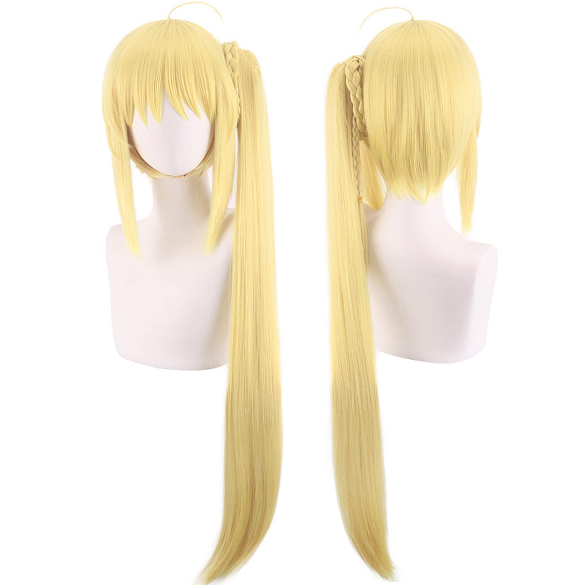 Nijika Ijichi Wig Yellow Tiger Clip Side Ponytail Straight Cosplay Wig with Bangs for Women Halloween Cos Anime Party Comic Con
