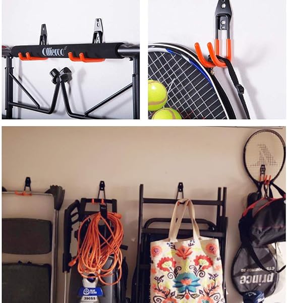 Garage Hooks, 4Pack Garage Storage Utility Double Hooks,Heavy Duty Iron Wall Mount Tool Holder for Home Chair Ladder, Bike, Organizing Power Tools