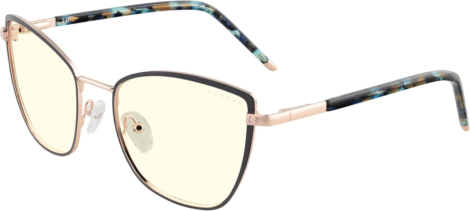 GUNNAR Womens Computer Glasses - Erika Indigo Gold Clear Lens - Blue Light Blocking Anti Glare