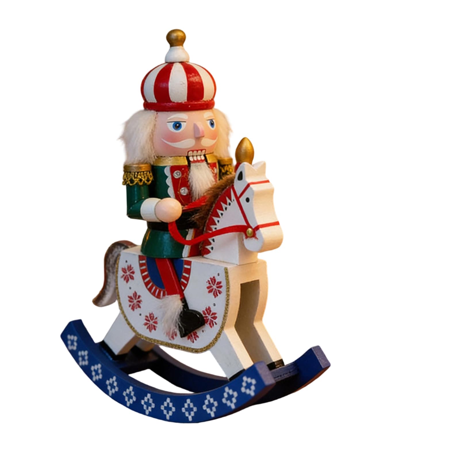 Msioytog Christmas Nutcrackers Figures, Nutcrackers Christmas Decors, Rocking Horse Crackers Ornament for Xmases Party Home Wooden Figures