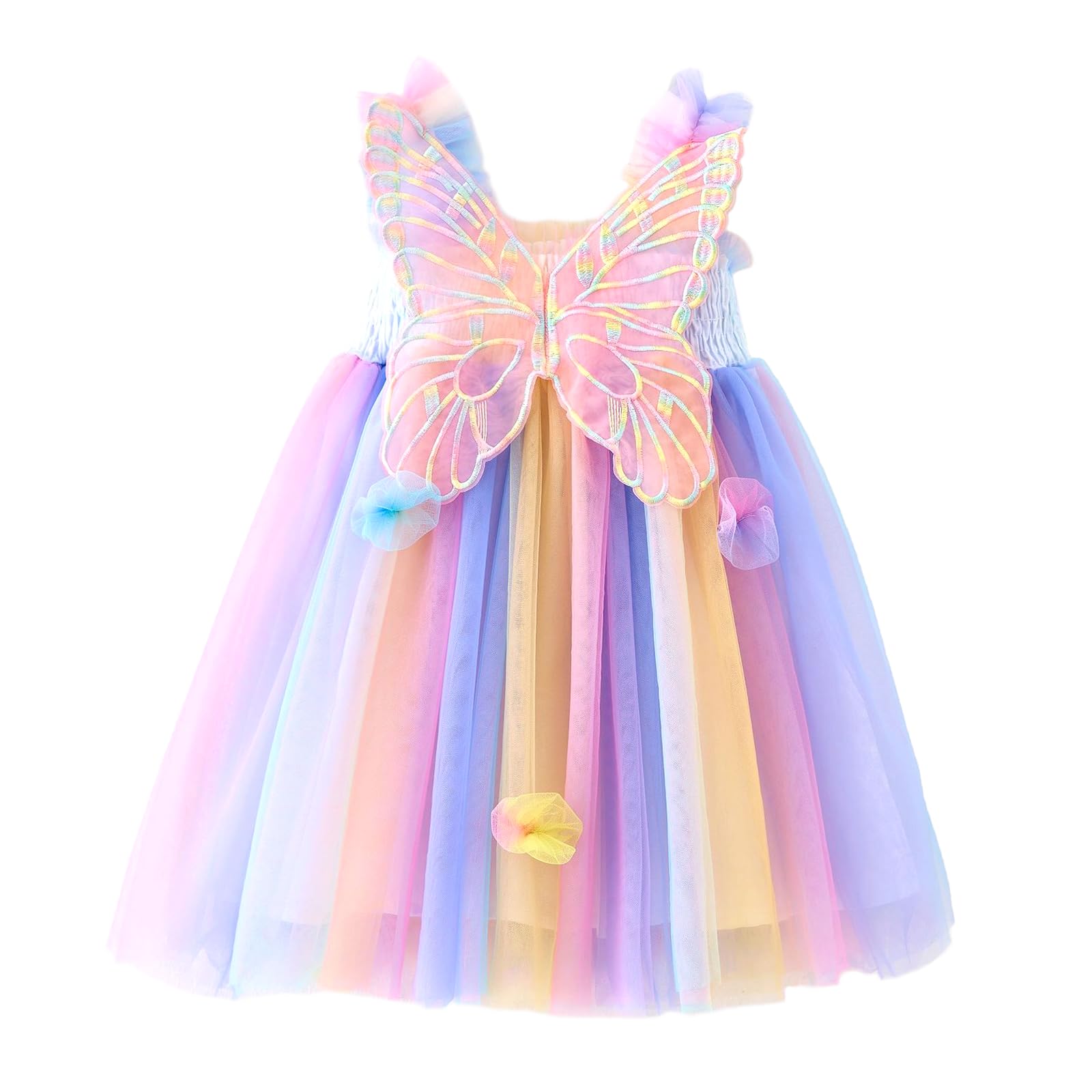 Miipat Vestido de Niña Bebé de Tul con Mariposas Niñas Princesas Vestidos Floral de Tutú Sin Mangas Bodas Fiestas de Cumpleaños Ropa para Niñas