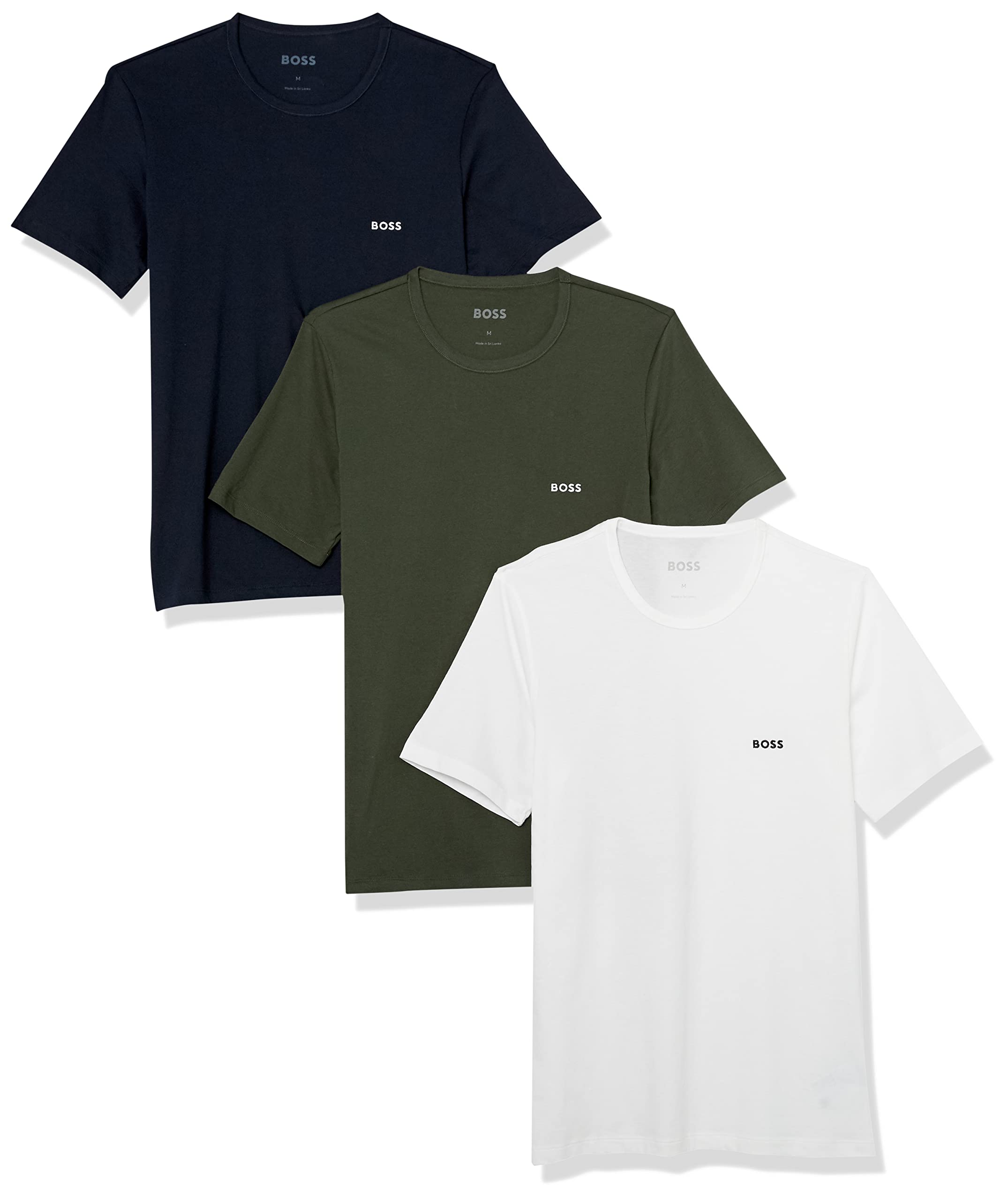 BOSS Men's Logo Embroidered Cotton Tee 3 Pack