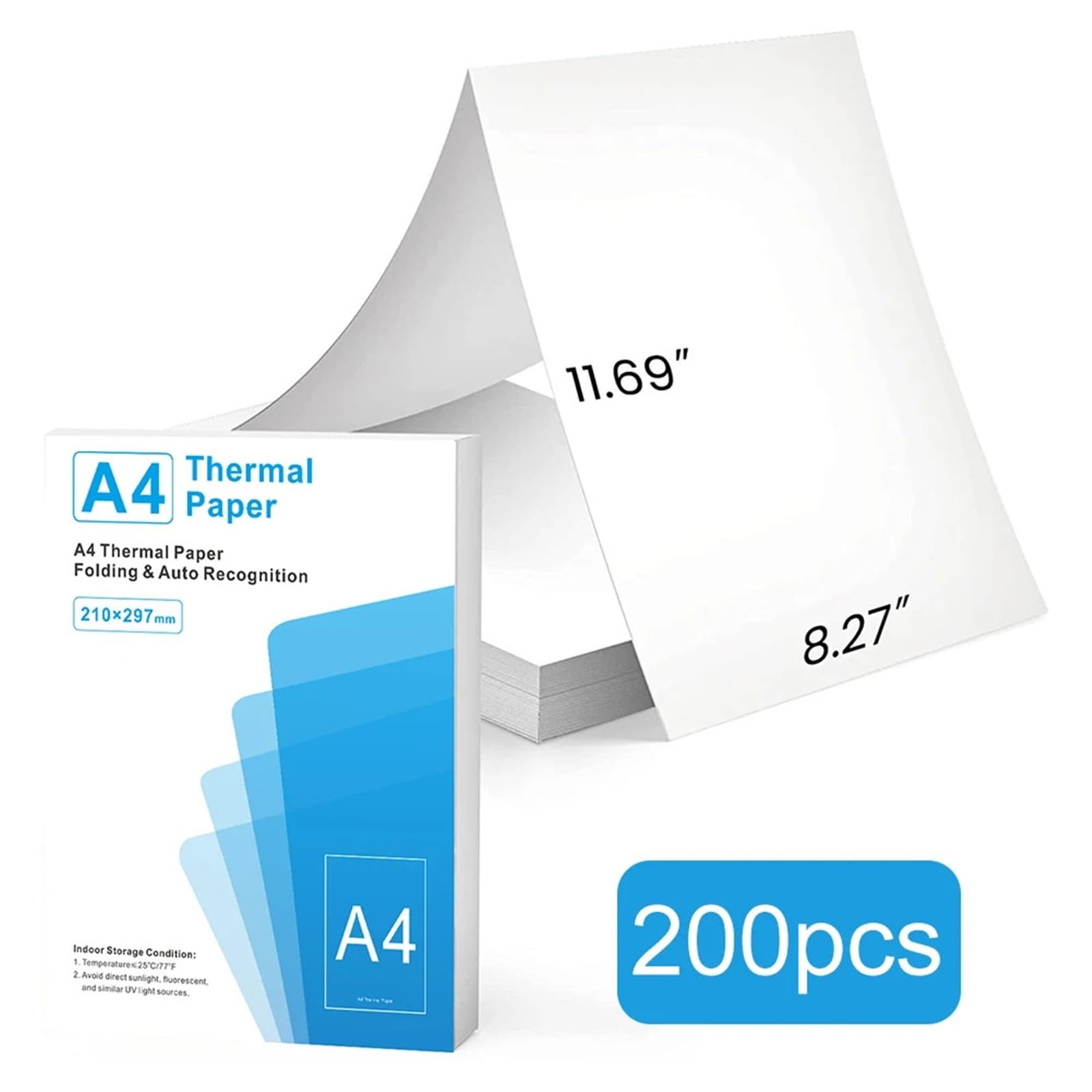 Carta Per Stampante A4 100/200 fogli A4 Carta termica pieghevole Stampa continua Riconoscimento automatico Multiuso(200Pcs)