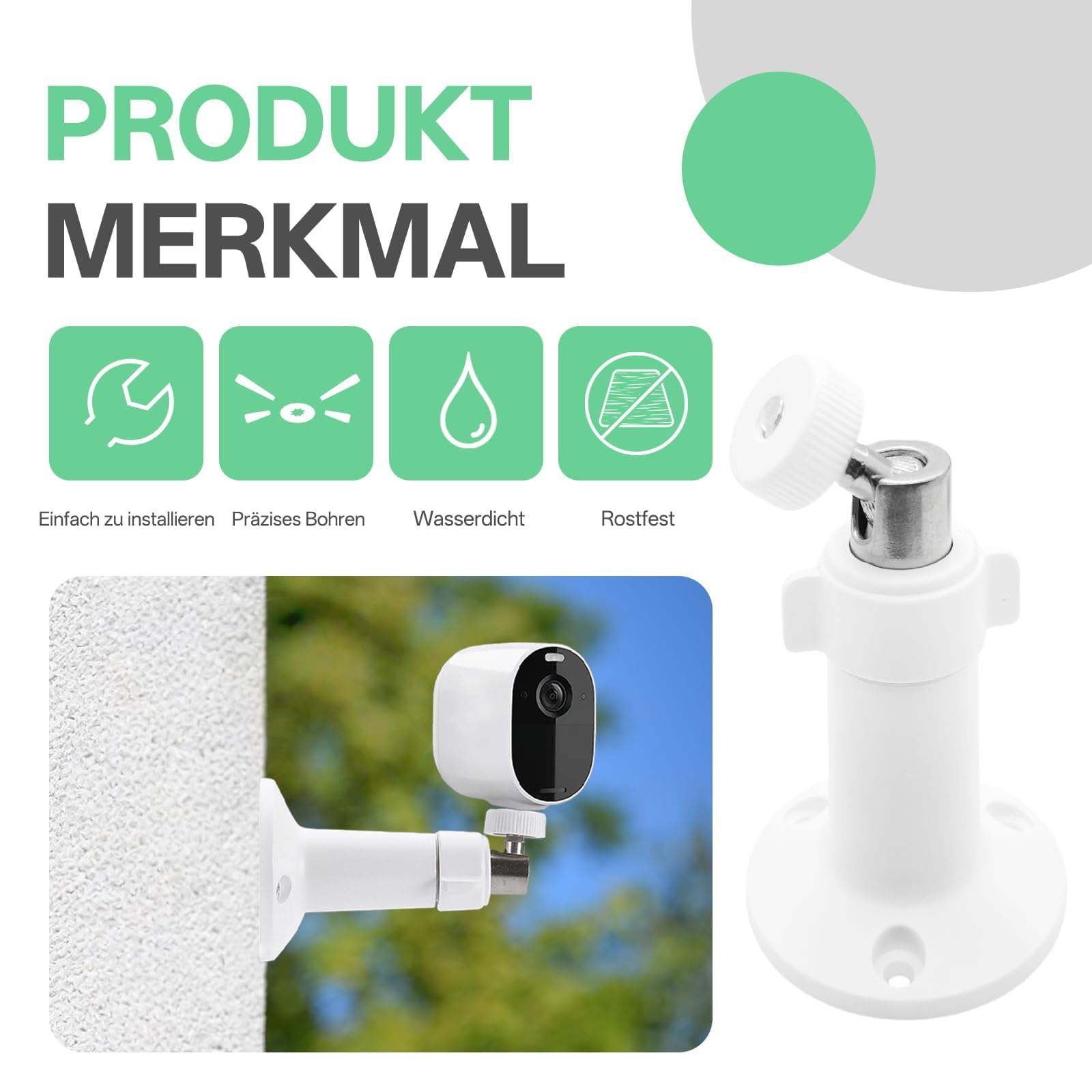 Uniwersalny uchwyt do kamery z wkrętami –plastik PC, obrotowy 360°, do kamer zewnętrznych i wewnętrznych, z zestawem montażowym, kompatybilny z kamerami bezpieczeństwa i monitoringu(2 Sztuk)