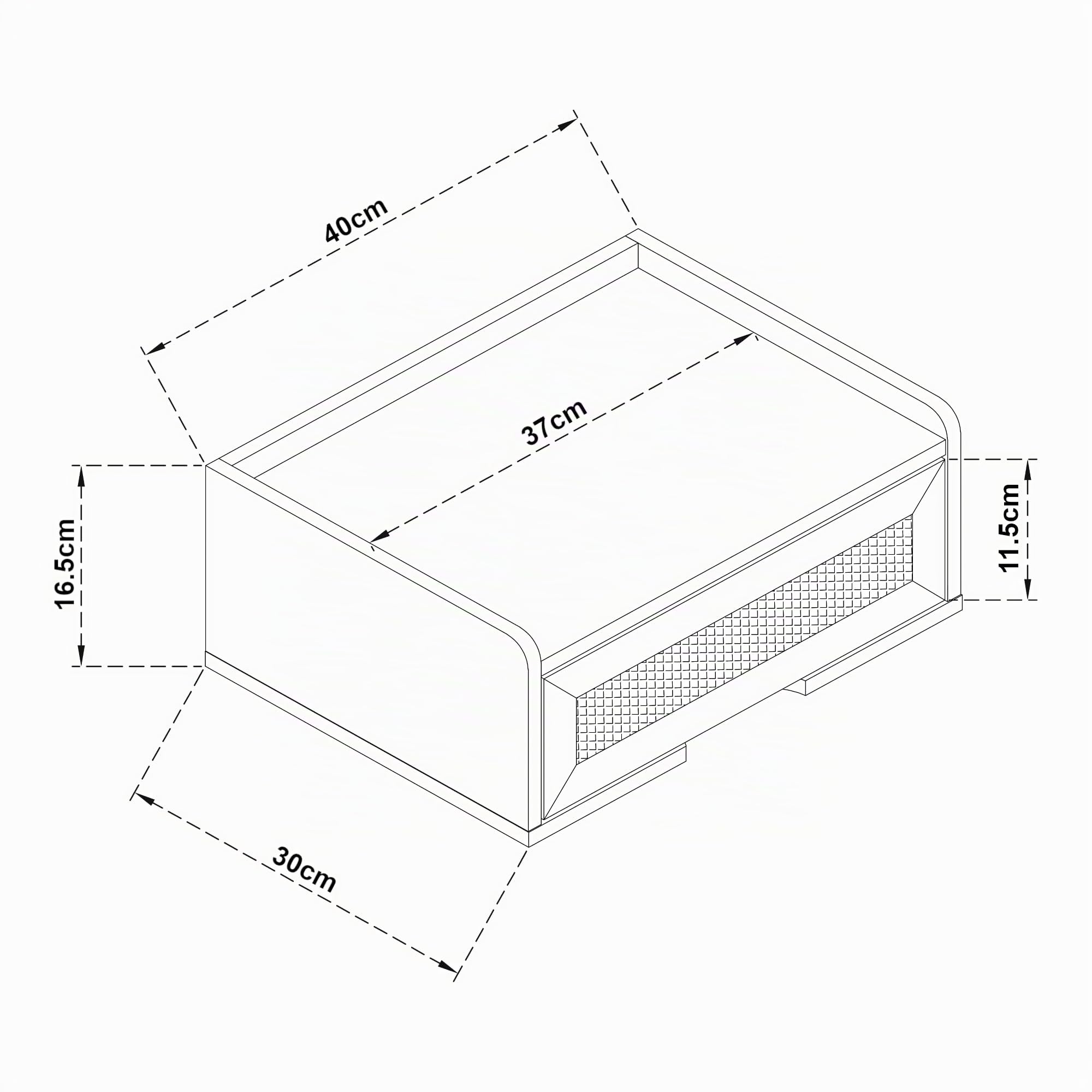 [en.casa] Estantería de Pared Ljuredsø con Cajón Mesilla de Noche Estante Mural para Dormitorio Salón Cocina Entrada 40 x 30 x 16,5 cm - Blanco