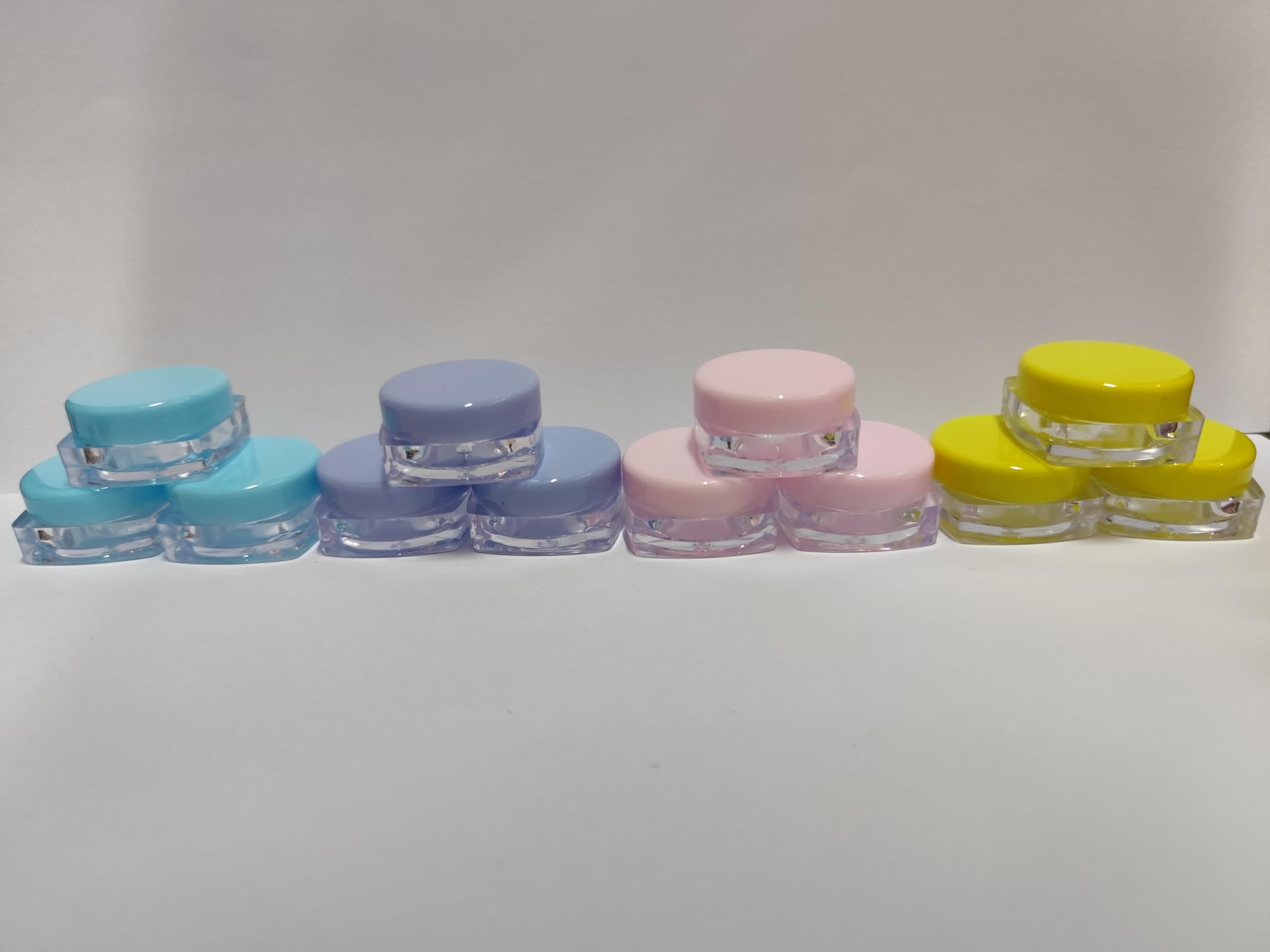 SHREE MAHA 5gm PS Acrylic Jars Transparent with Cap square container, Cosmetics Container for Creams,Lip Balm, Body Butter, Essential oil, Costemic, Makeup Use, Pack of 48pcs, Multicolor [4 COLOURS]-image-29
