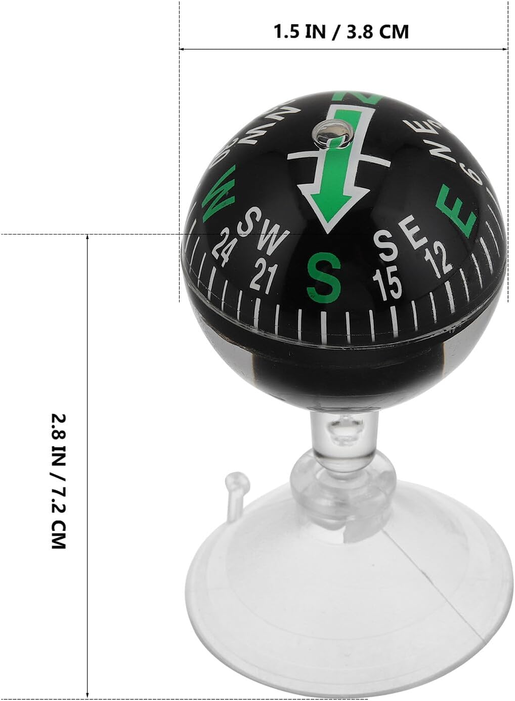 Universal Car Dashboard Compass with 38mm Plastic Suction Cup, Vehicle Ball Compass for Accurate Direction, Portable Automotive Interior Navigation Tool for Trucks and Cars