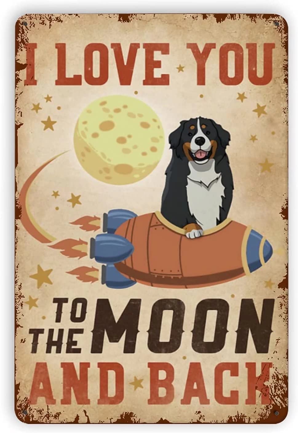 Tin Sign Black Dog Rocket Wall Retro Tin Sign,Bathroom Decoration for Bars,Restaurants,Cafes and Bars,New Year,Metal Sign 12x16 Inches