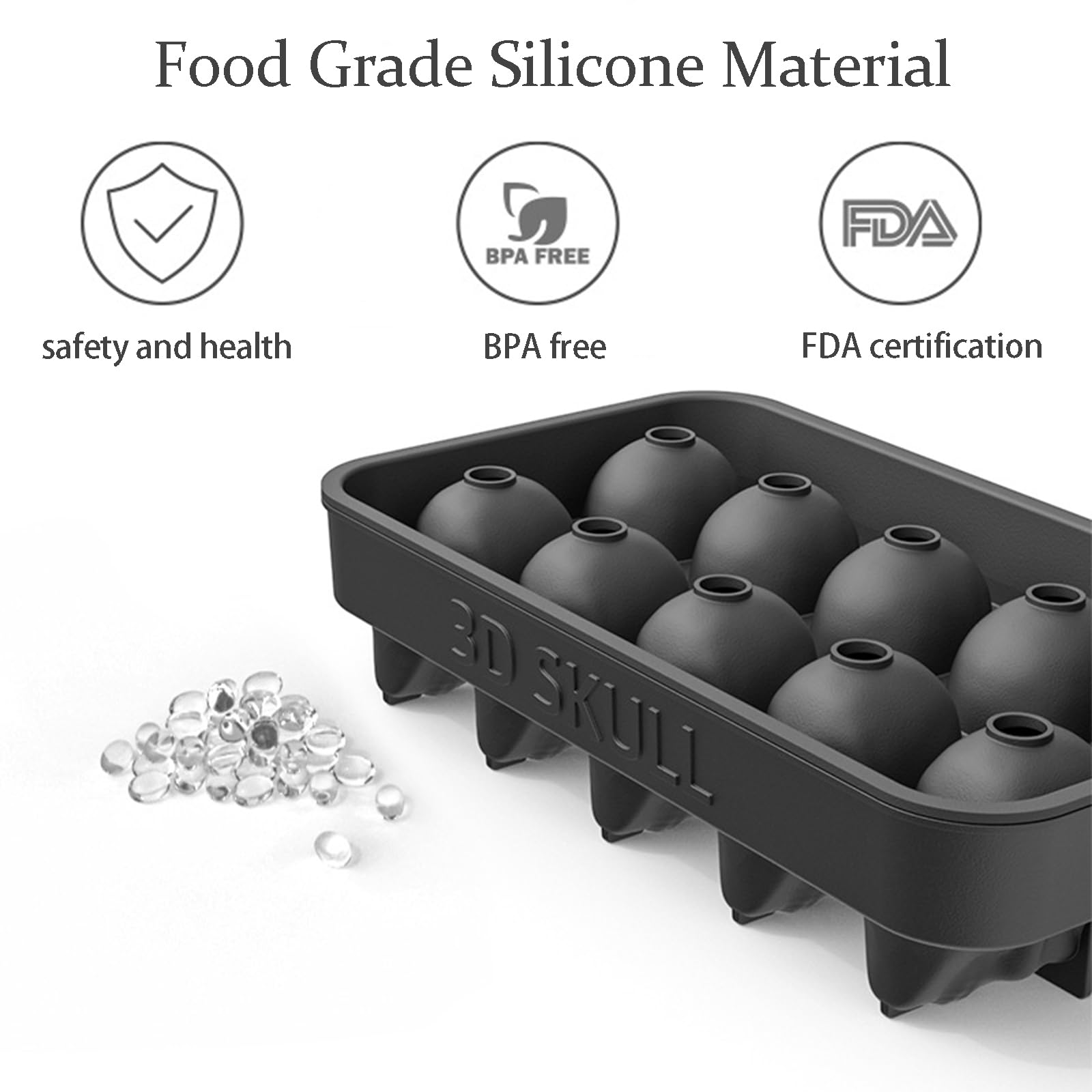 Stampo per creatore di ghiaccio per cubetti di ghiaccio con scheletro di Halloween, stampo per whisky, scomparto per ghiaccio, per uso alimentare - Italia
