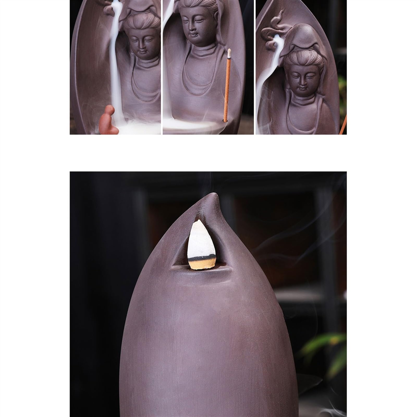 Elegante Bruciatore di incenso Zen for interni, squisita decorazione in ceramica fatta a mano con riflusso, porta for la casa Bruciatore di incenso