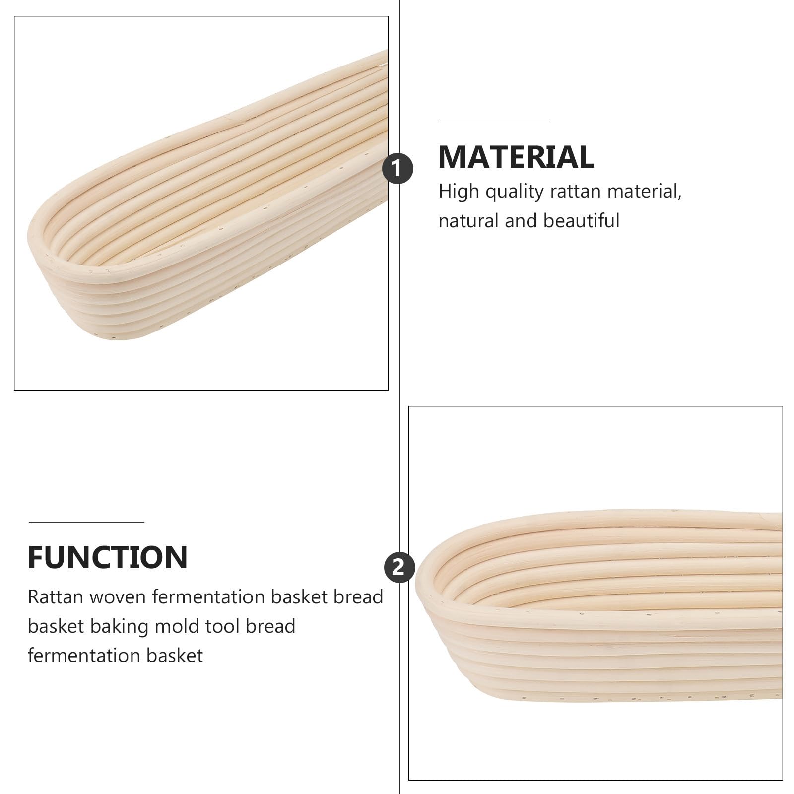 Cesta de Fermentación para Pan Larga de Ratán Reutilizable y Lavable, Molde para Hornear Adecuado para Hacer Pan en Casa