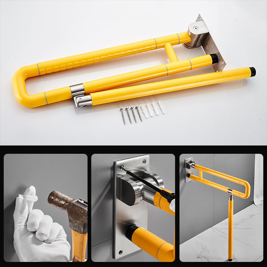 Barras De Sujeción,Barra De Agarre Apoyo Barra Abatible para Inodoro Barandilla Ayuda Seguridad Barra de Seguridad para Soporte en el baño(Blanco,70cm)
