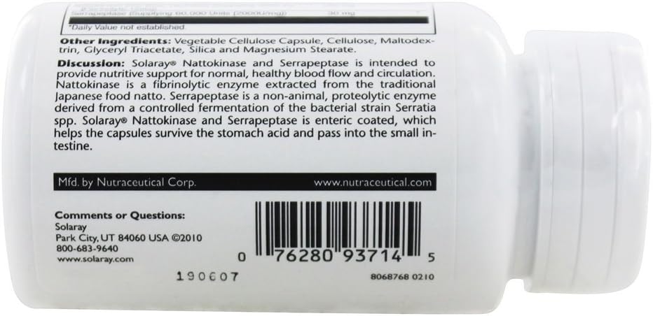 Solaray Nattokinase Serrapeptase - 30 Vegetarian Capsules