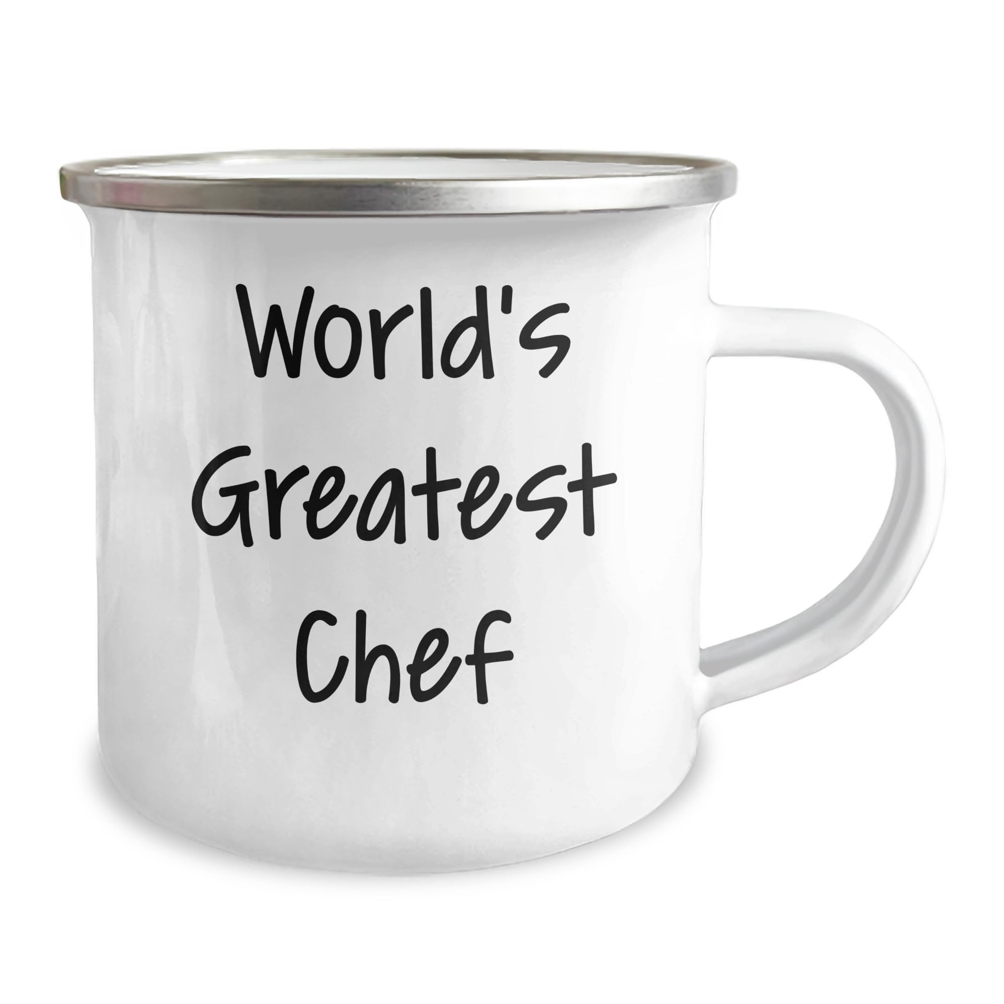 World's Greatest Chef Funny Camping Mug Gifts for Chef Lovers on Valentine's - 12oz Stainless Steel Mug with Enamel Finish for Cooking Enthusiasts and Food Lovers - Gifts from Chef to Chef