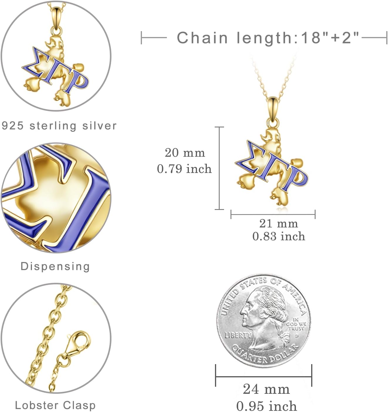 925 Sterling Silver SGRho Necklace - SGRho Sorority Jewelry - Poodle Charm Necklace - Organization Gift - Sterling Silver Sisterhood Keepsake - Image 4