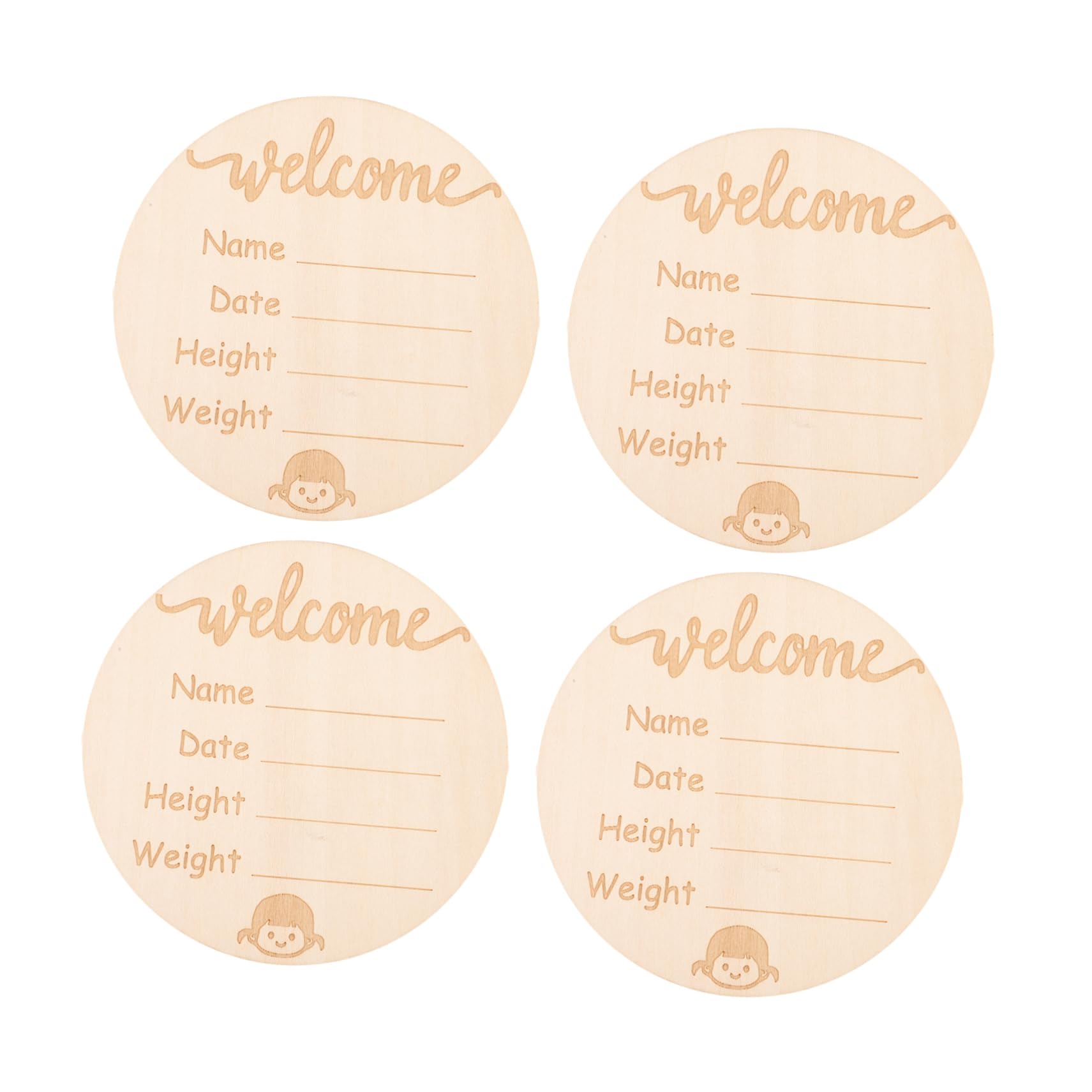 Totority Hospital Arrival Sign 4pcs Wooden Birth Announcement Board Baby Name Sign Set for Newborn