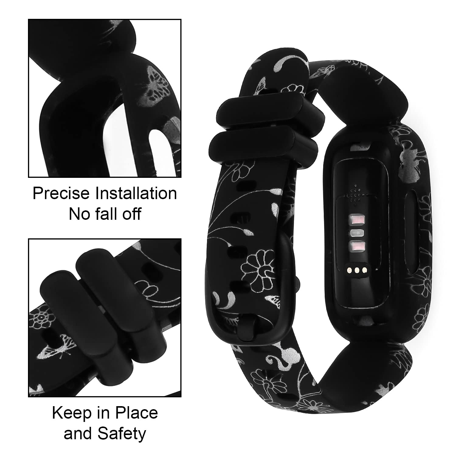 Baaletc Cinturini Per Fitbit Inspire 3 (3 Pezzi) - Morbido Silicone Traspirante, Regolabile, Sportivo, Taglie S E L
