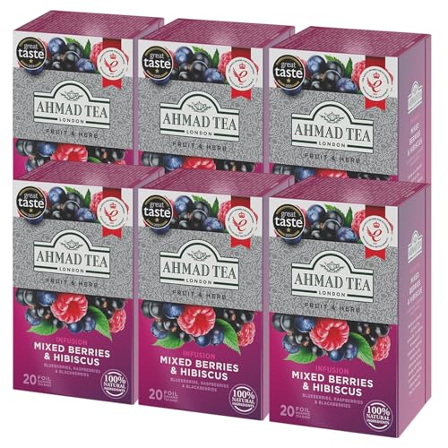 Herbal Tea, Mixed Berries & Hibiscus Teabags, 20 Ct (pack Of 1) - Decaffeinated & Sugar-free